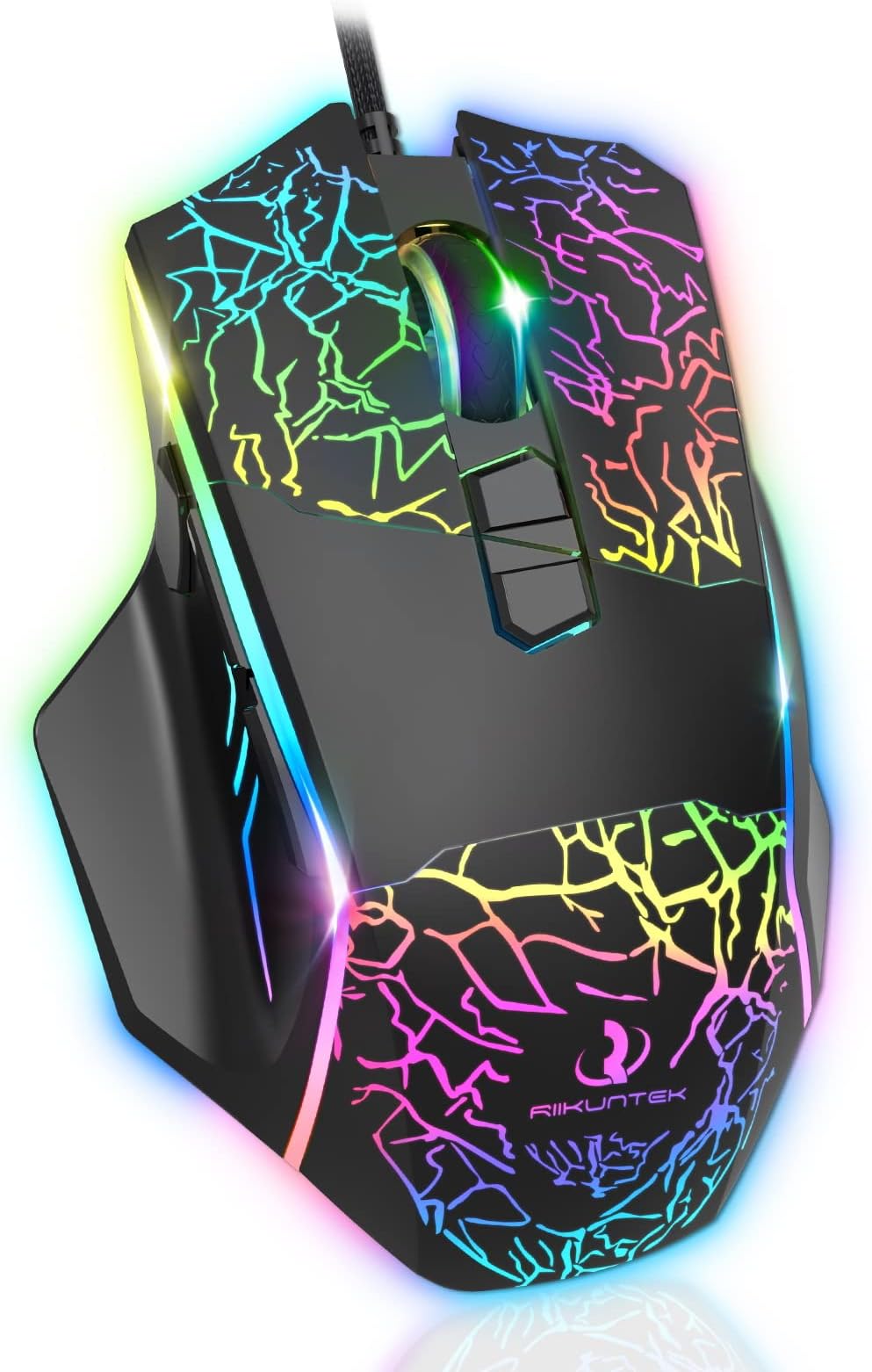 RIIKUNTEK Gaming Mouse, RGB Gaming Mouse Wired with 8 Programmable Buttons (Fire Button), USB Gaming Mouse with 7200 DPI, RGB Backlit, Ergonomic Optical Gaming Mouse with Side Buttons for PC, Laptop