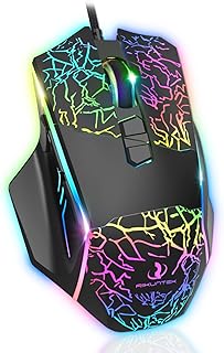 RIIKUNTEK Gaming Mouse, RGB Gaming Mouse Wired with 8 Programmable Buttons (Fire Button), USB Gaming Mouse with 7200 DPI, RGB Backlit, Ergonomic Optical Gaming Mouse with Side Buttons for PC, Laptop
