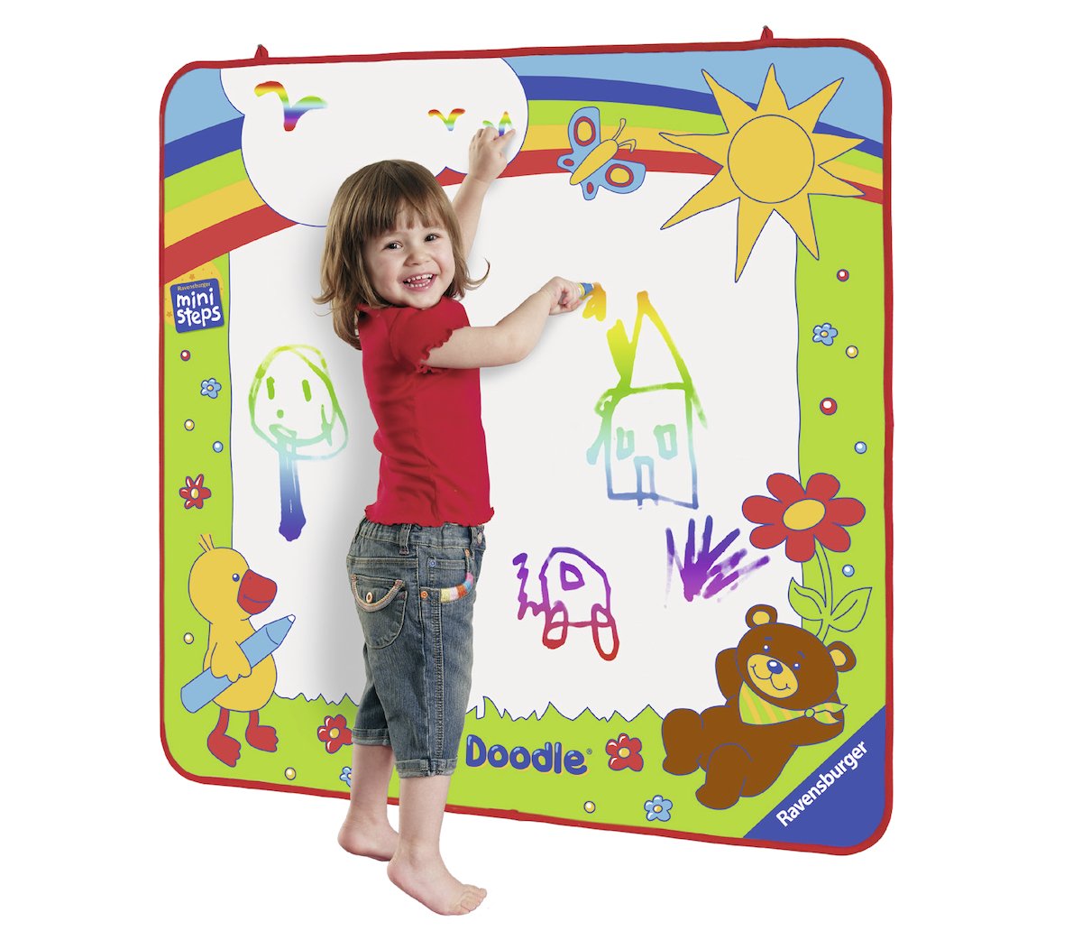 Ravensburger ministeps Aqua Doodle XXL Color – 04493 / mata malarska do zawieszenia dla kreatywnej zabawy od 18 miesięcy – bez plam na ścianach