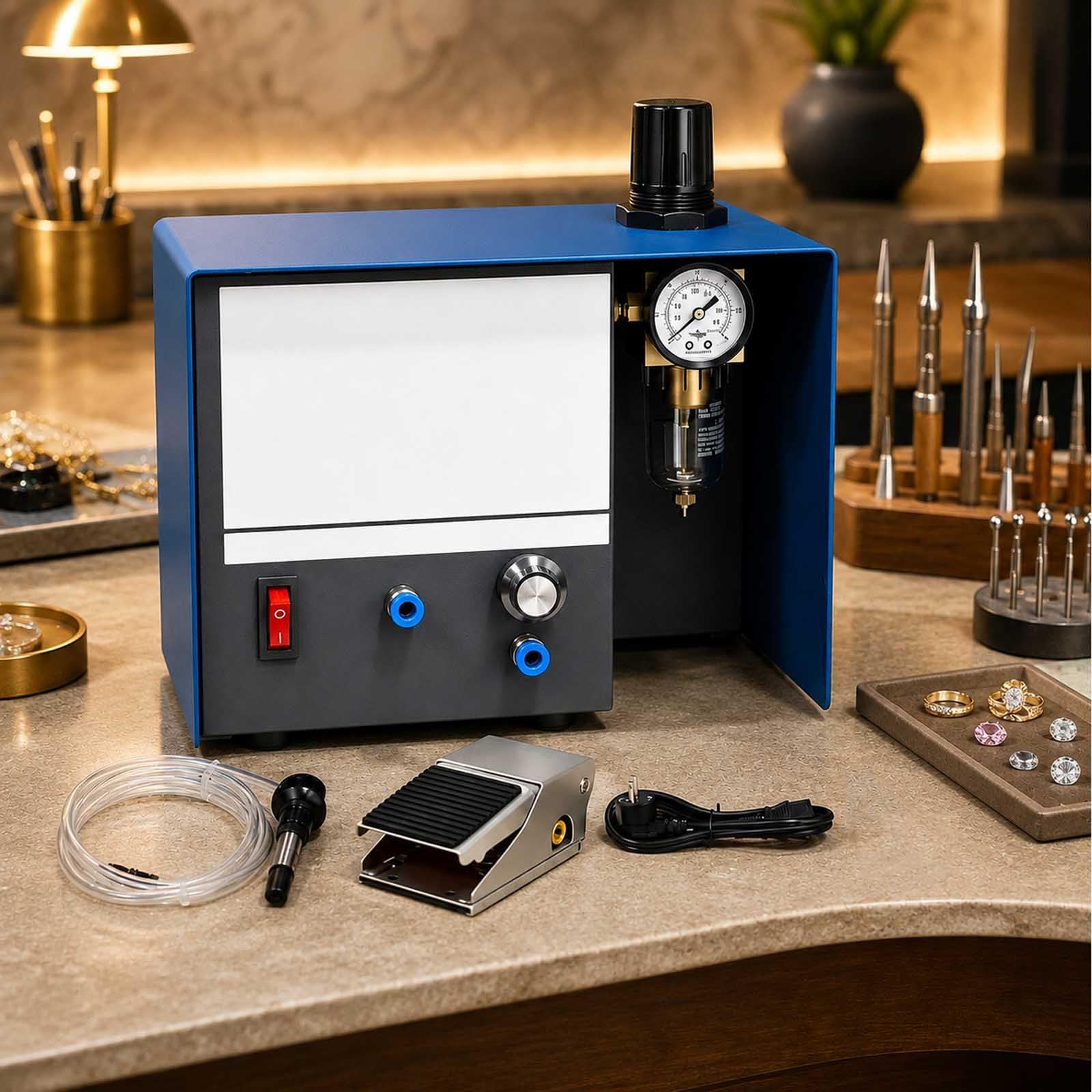 Pneumatic Engraver Single Head Engraving Machine For Metal And Jewelry, 80w Metal Engraver Tool 0-1400 Rpm Adjustable Jewelry Engraving Machine, Graver Machine For Jewelry Maker, Metal Engraving Tools