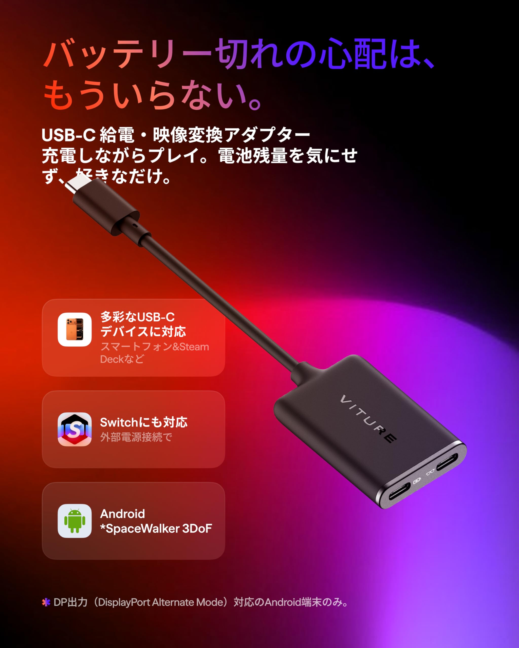 Amazon.co.jp: VITURE USB-C to XR/ARグラス 充電アダプター 充電し