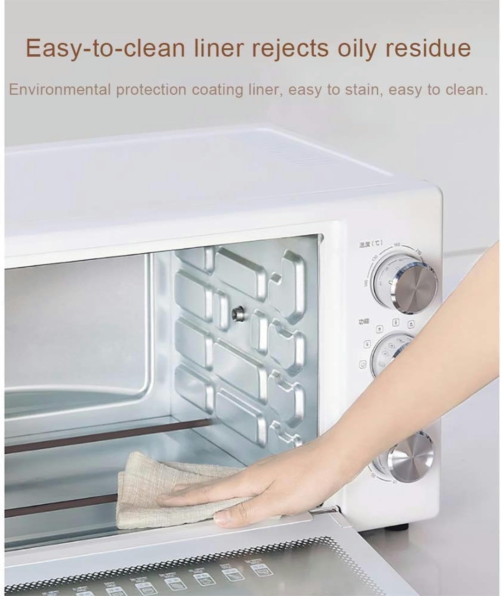 Horno de Mesa Blanco de 32 litros, Horno de Pizza Inteligente Multifuncional para Hornear en el hogar, Puerta de Vidrio a Prueba de explosiones, Temporizador de 60 Minutos, 100-230 ℃