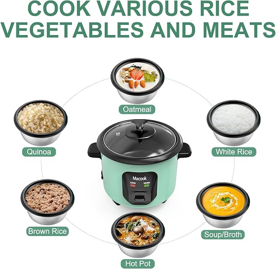 Macook Mini Rice Cooker | 0.6 Liter Multi-functional Rice Cooker Small | Non-Stick Rice Pot | One-button Operation | Automatic Keep Warm | Overheat-proof Design | Suitable for Families of 1-6 People