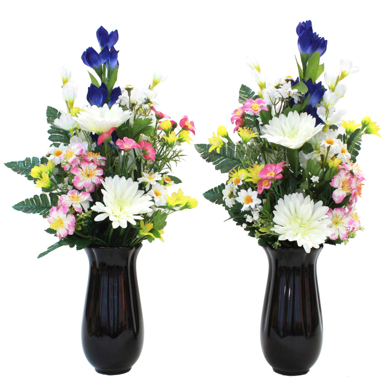 造花（高さ約115㎝幅約40㎝） Amazon｜山久 造花 仏花 ガーベラとデルフィニウム の仏様の花束一対