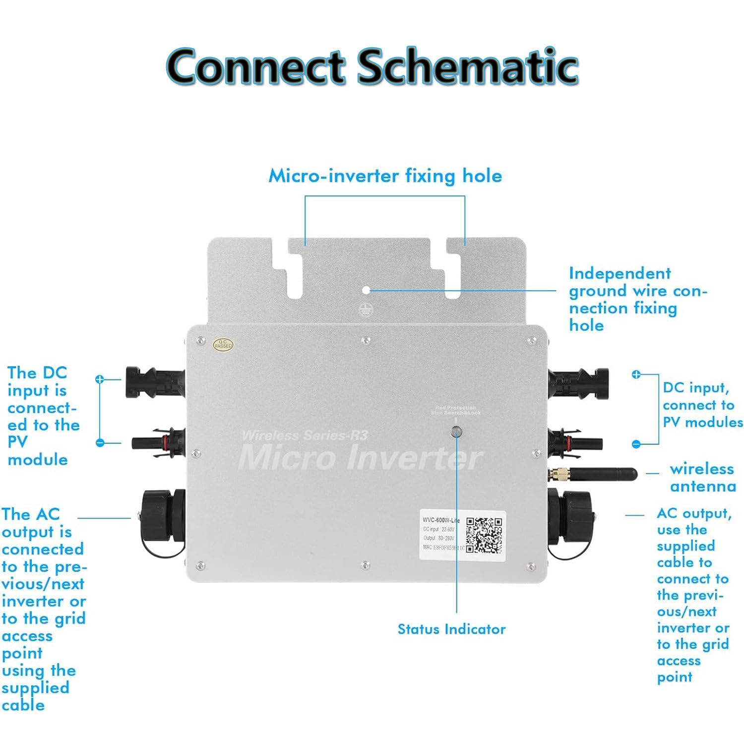 600W 700W 800W Mikroinwerter Mikroinwerter do sieci solarnej Mikroinwerter sieciowy IP65 Samochłodzący inwerter sieciowy Mikroinwerter Automatyczna identyfikacja Falownik,800W