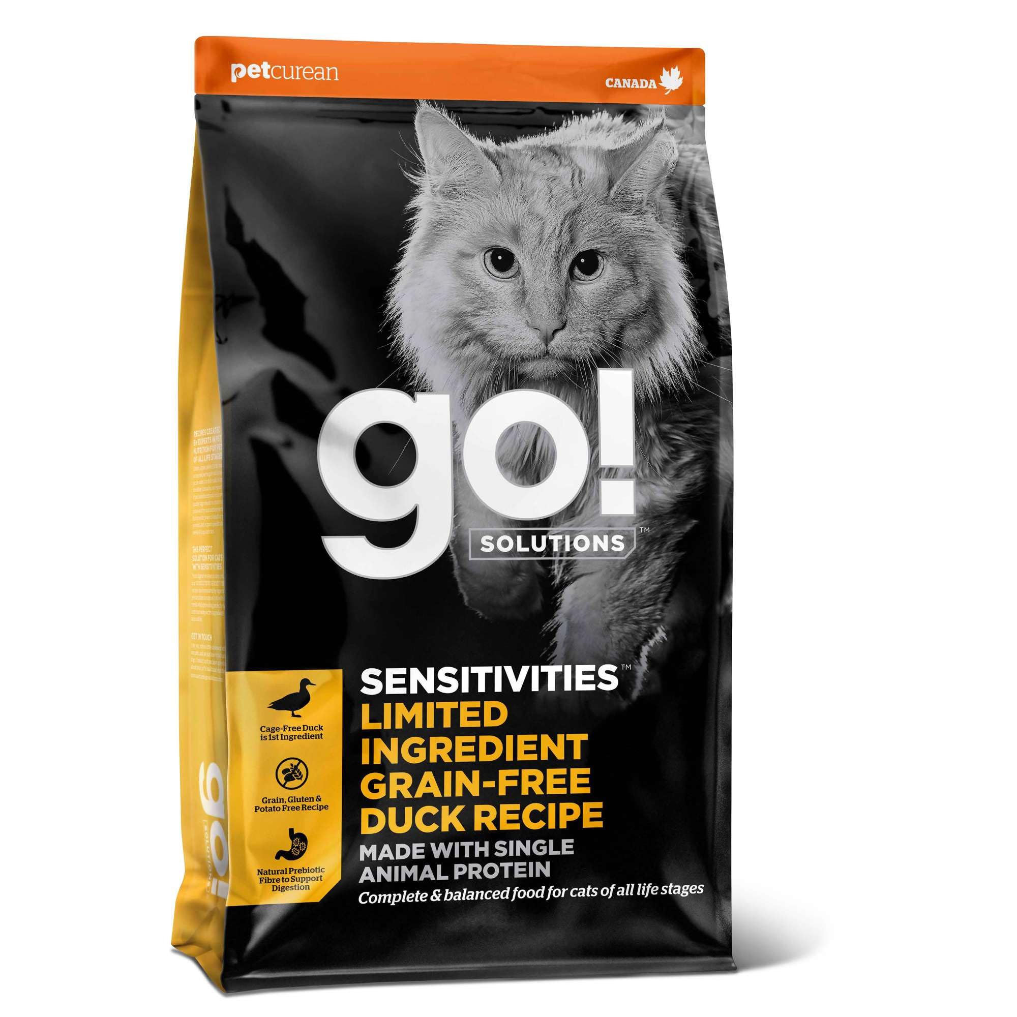 Go! Solutions Canard Croquettes Chat sans céréales Sensitivities, 3,7 kg | Nourriture pour chats à ingrédients limités/Convient aux chats présentant des intolérances alimentaires
