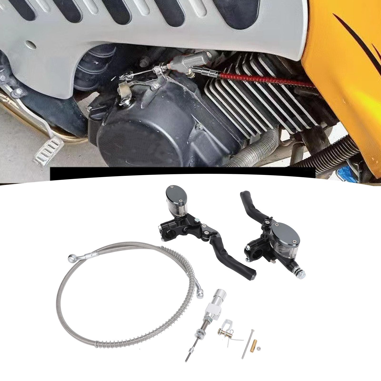 Dźwignia Sprzęgła Hydraulicznego Motocykla z Regulowanym Kątem Oszczędzająca pracę Dźwignia Głównego Cylindra Hamulca, Zestaw ze Stali Nierdzewnej i Tworzywa Sztucznego z