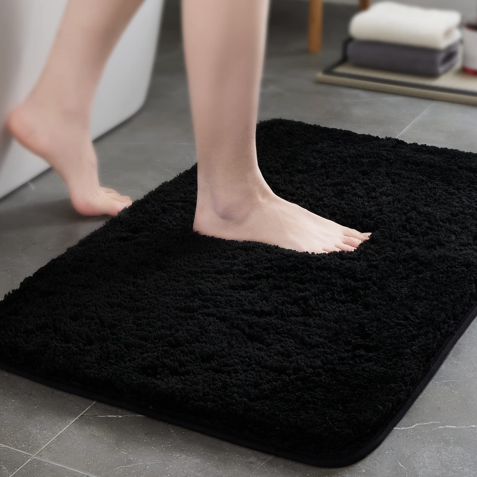 TECHMILLY Super Soft Shaggy Bathroom Rugs, Absorbent Thick Non Slip Microfiber Bath Rugs, Quick Dry Machine Washable Bath Mat for Bathroom Floor,