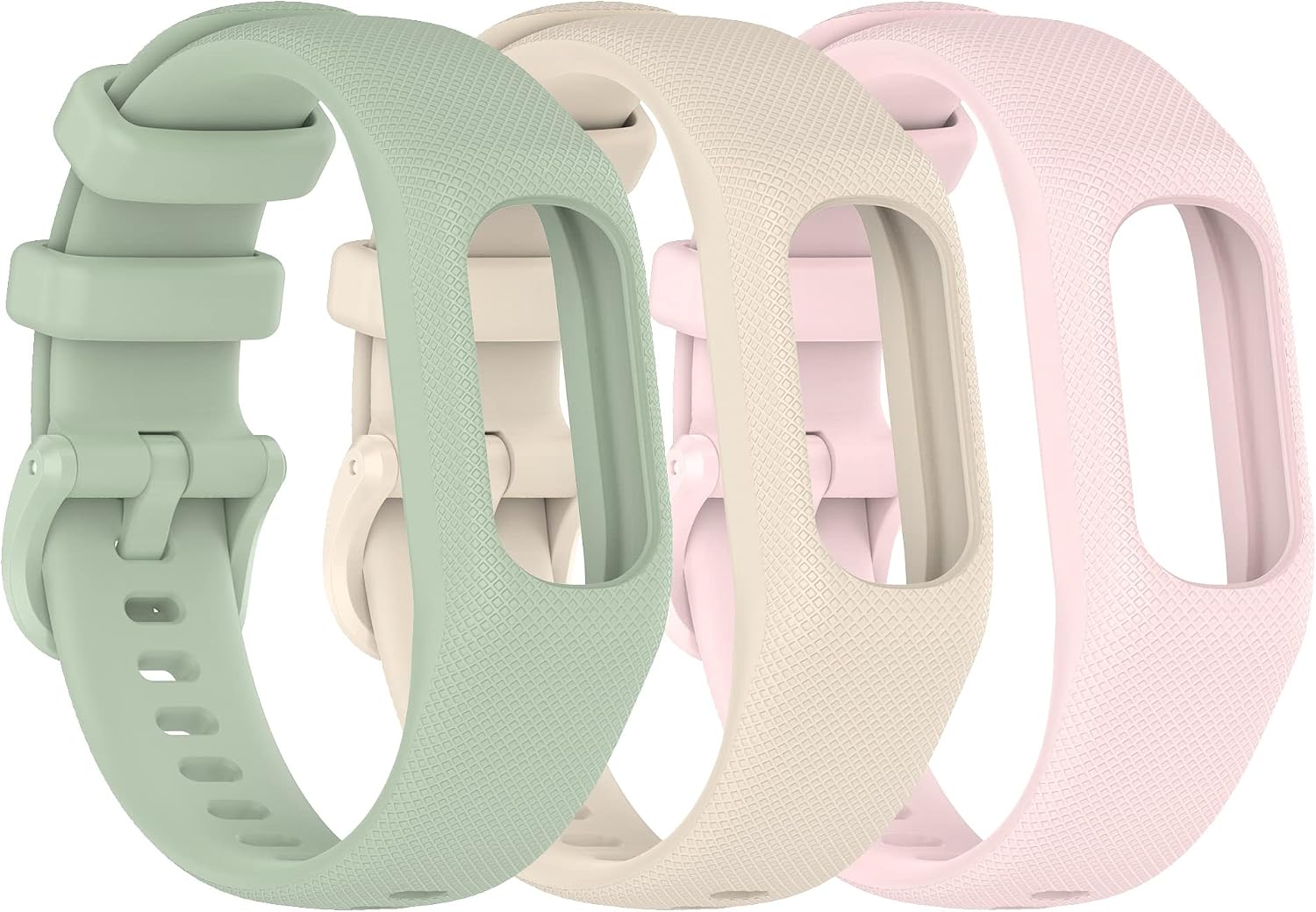 3PCS Soft Silicone Bands Compatible with Garmin Vivosmart 5 Straps Replacement Wristbands Bracelet Band Case Cover for Women Men, Small/Large Size