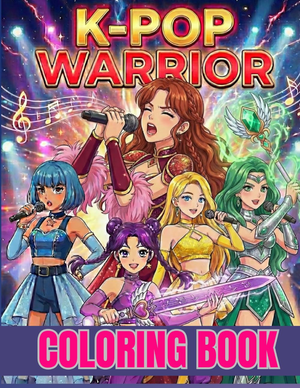 K-Pop Idol Warriors Coloring Book: Powerful Boys & Girls in Action Poses: Aesthetic Combat-Inspired Outfits, Stage Performance Outfits, and Fantasy ... and Adults (Bold & Easy Art) (K Pop Coloring)