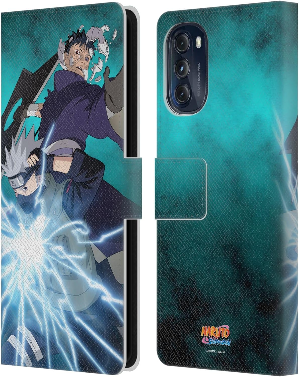 Head Case Designs Officially Licensed Naruto Shippuden Obito and Kakashi Key Art Leather Wallet Case Compatible with Motorola Moto G (2022)