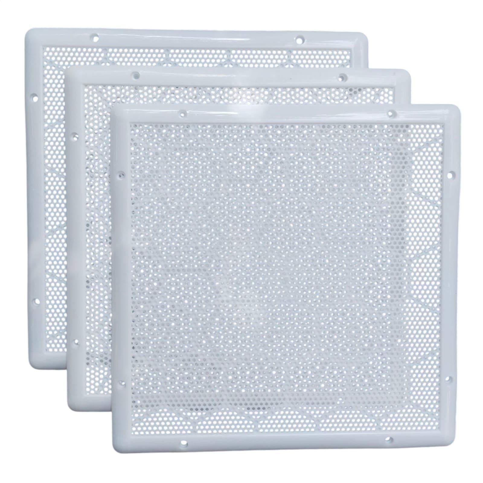 LJL Traders Square Air Vent Cover, Wall Exhaust Fan Grill, Mosquito Net Dust Controller, 12 Inch Square (30.5 cm) White -4 Piece-image-44