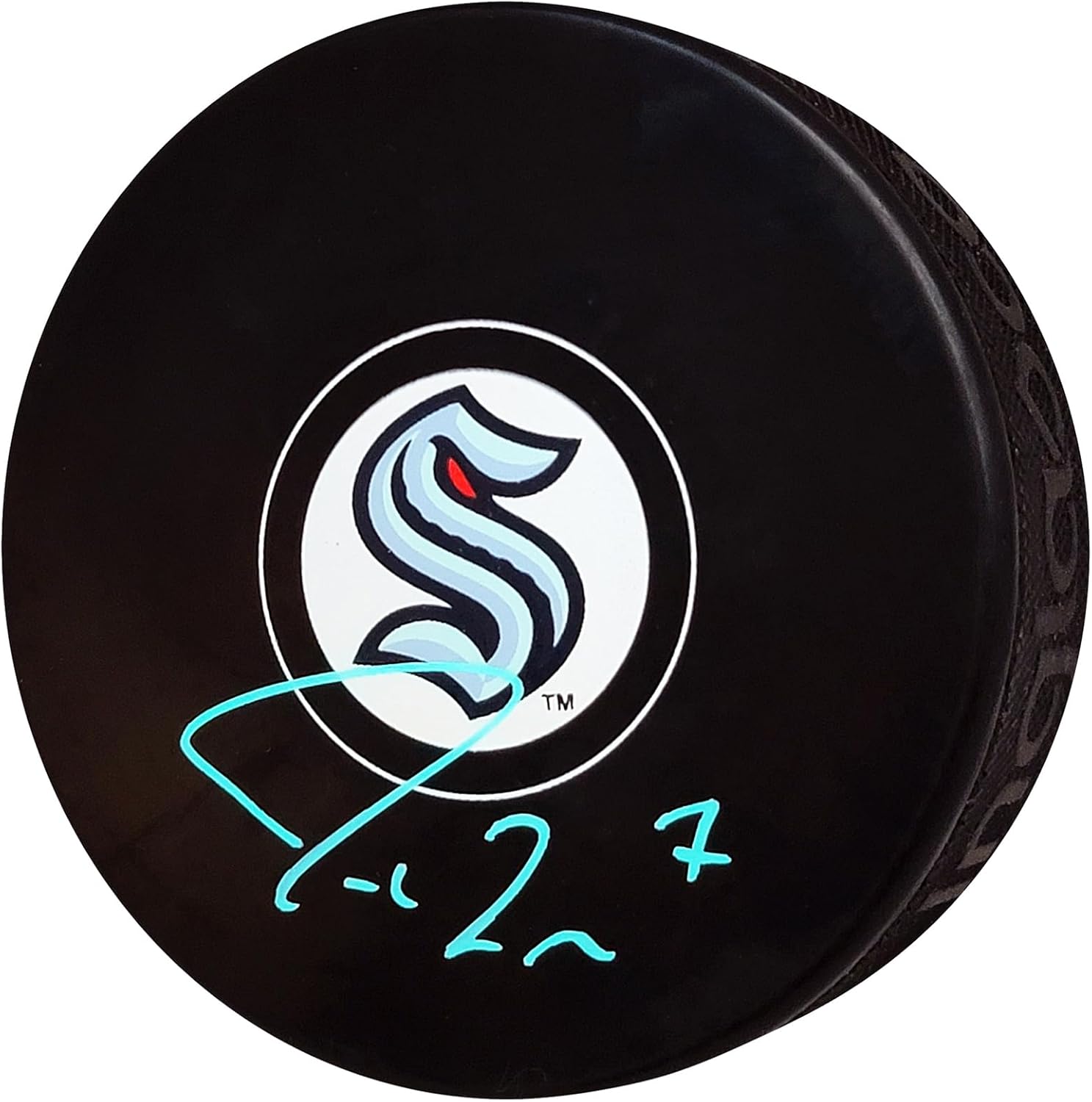 Jordan Eberle Autographed Official Logo Hockey Puck Signed In Teal Holo Stock #211616