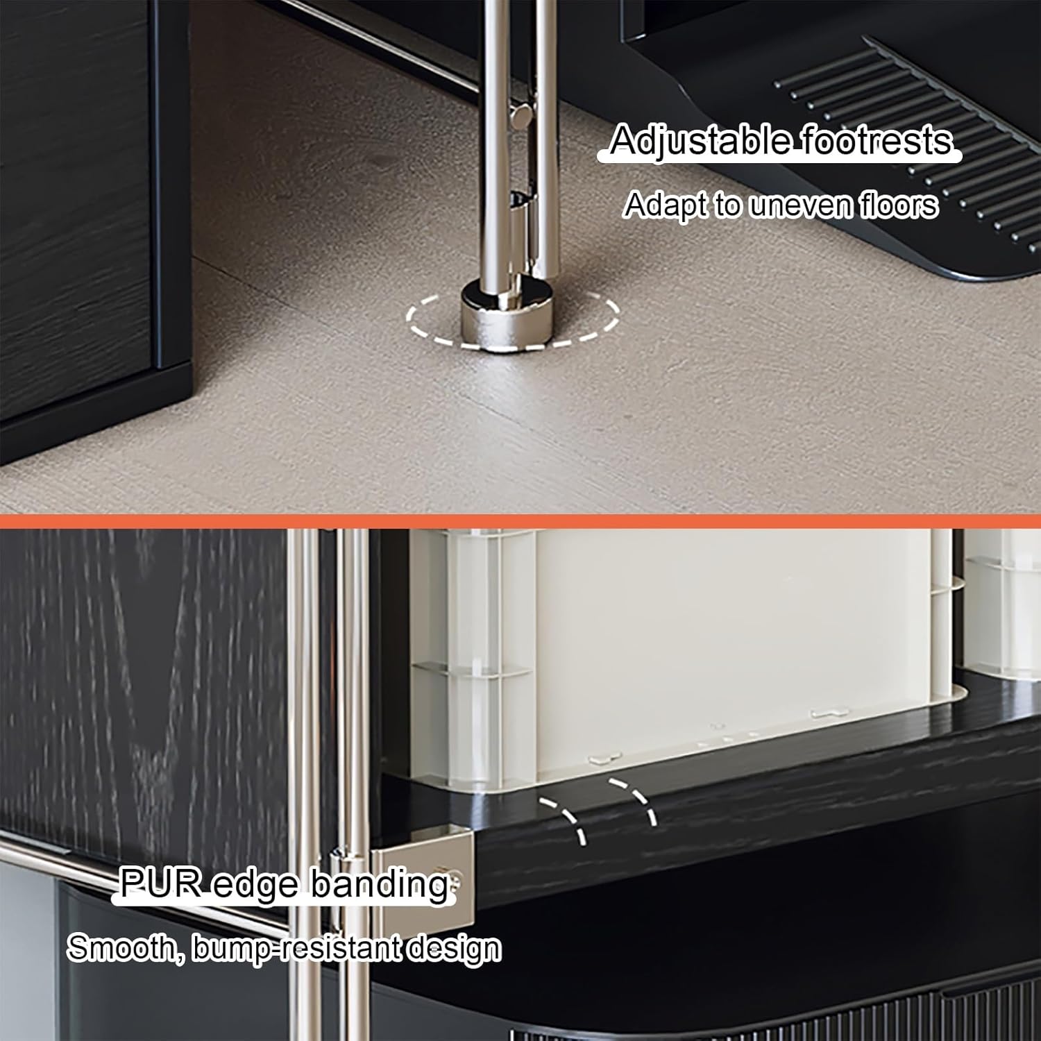 Modern Vacuum Cleaner Storage Cabinet, Robot Sweeper Organizer with Open Shelves, Metal Stand for Living Room Space Saving (Black, 70cm/27.5in)