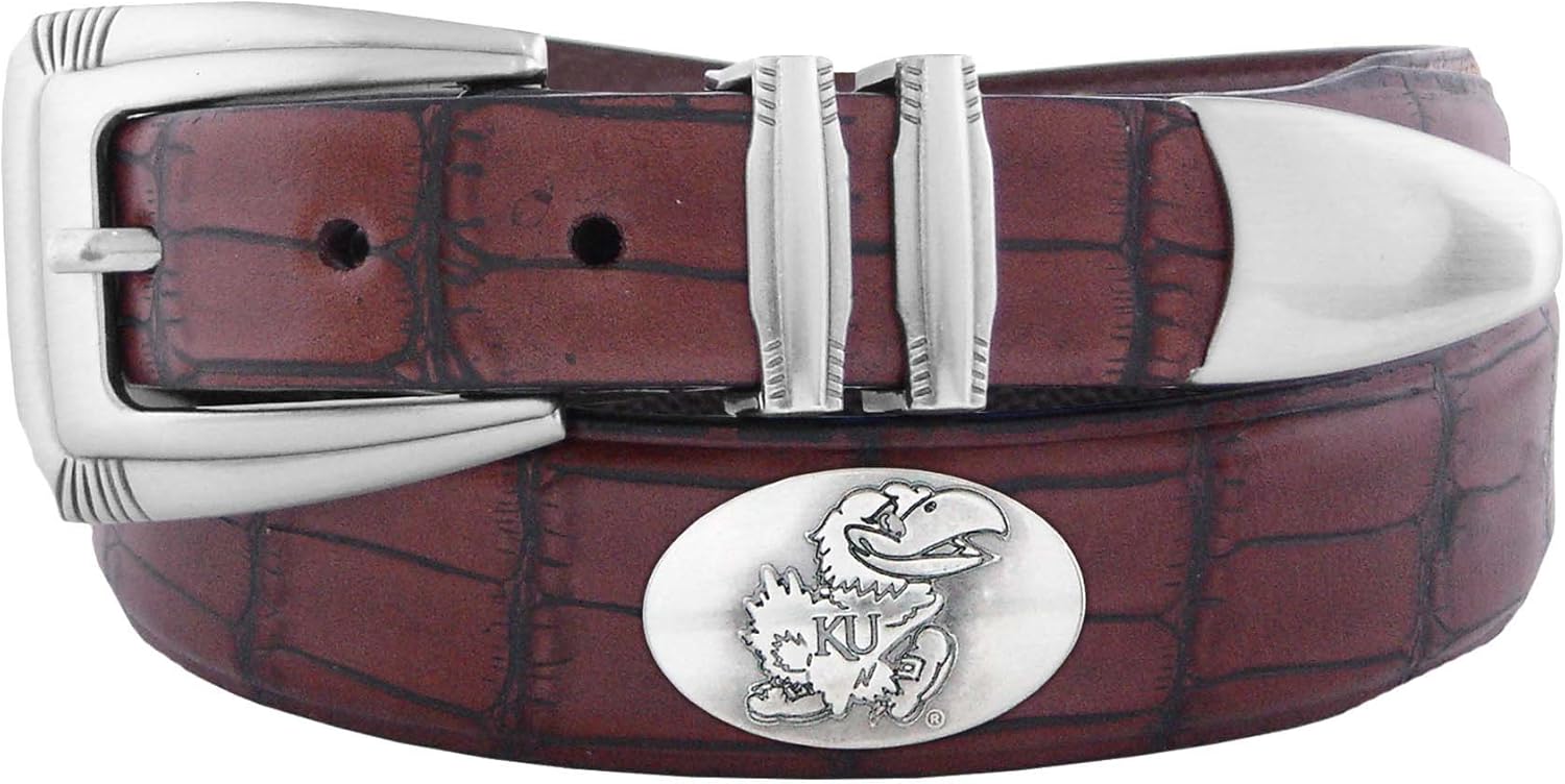 ZEP-PRO NCAA Men's Crocodile Leather Concho Tapered Tip Belt