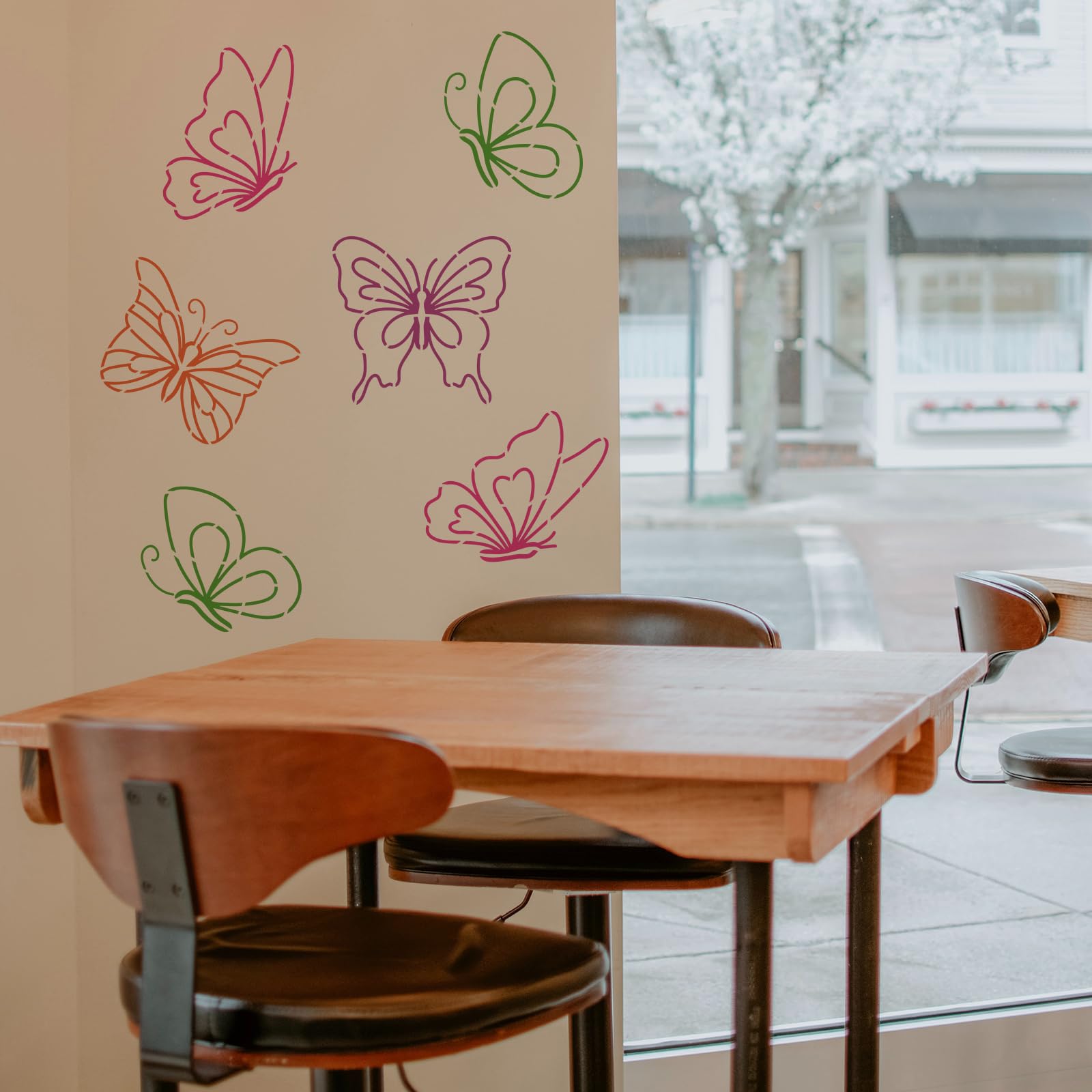 Produktbild von FINGERINSPIRE 30 X 30 Cm Schmetterling Malschablonen Kunststoff Schablonen Für Malerei Auf Holz, Boden, Wand Und Stoff
