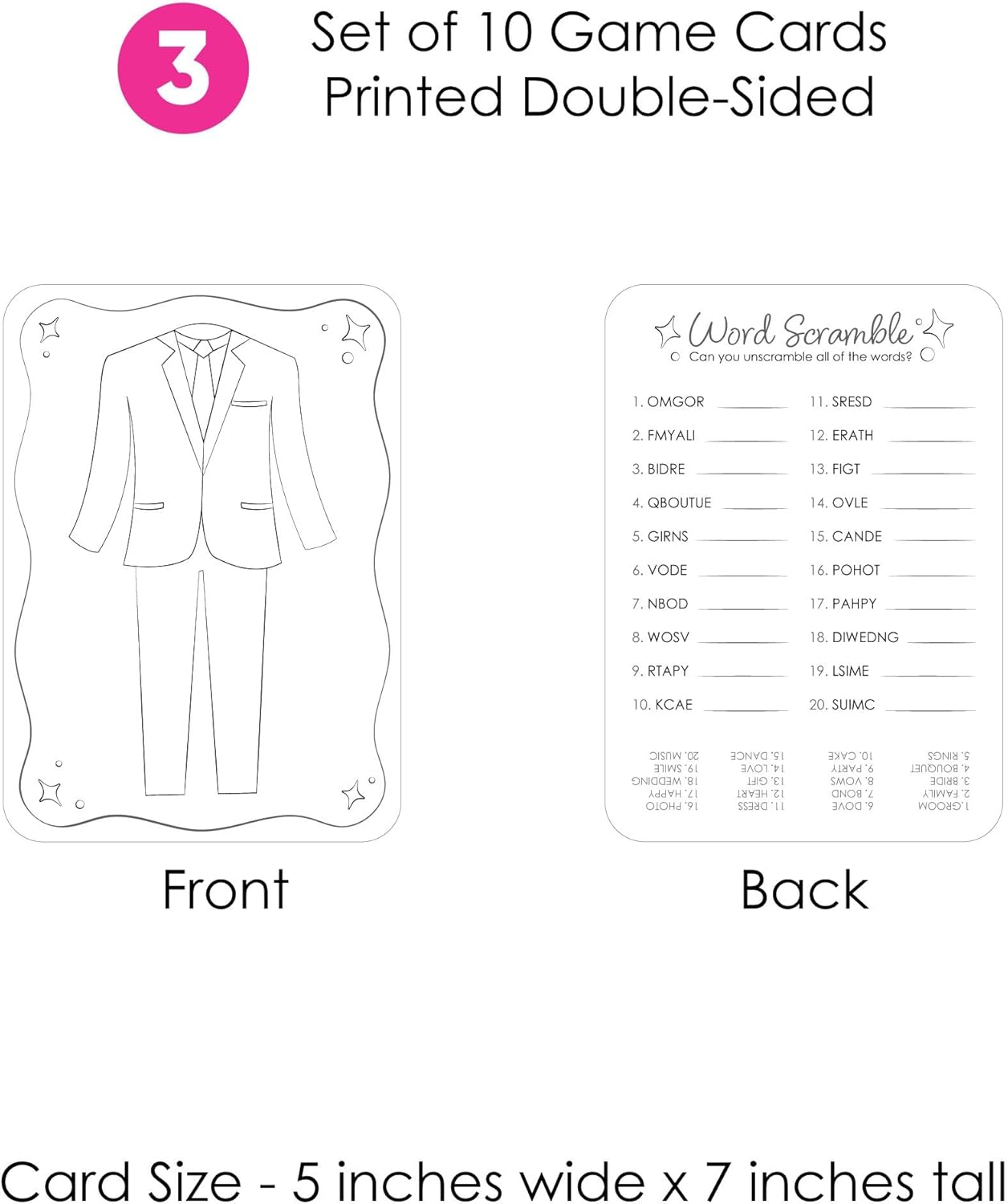 Big Dot of Happiness Wedding Kids Table Coloring Activity Cards, Wedding-Themed Games for Children, Double-Sided Gamerific Bundle - 40 Count