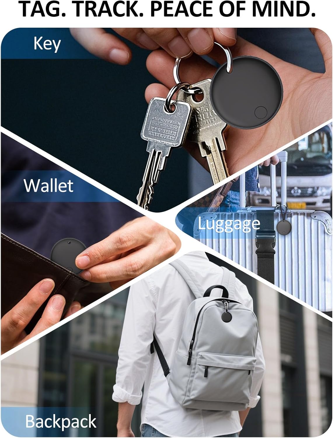Smart Tracker Tag for iOS | Android, Item Locator Key Finder Works with Apple Find My & Google Find Hub | Bluetooth Tracker for Luggage, Keys, Wallet, Suitcases - 2 Pack