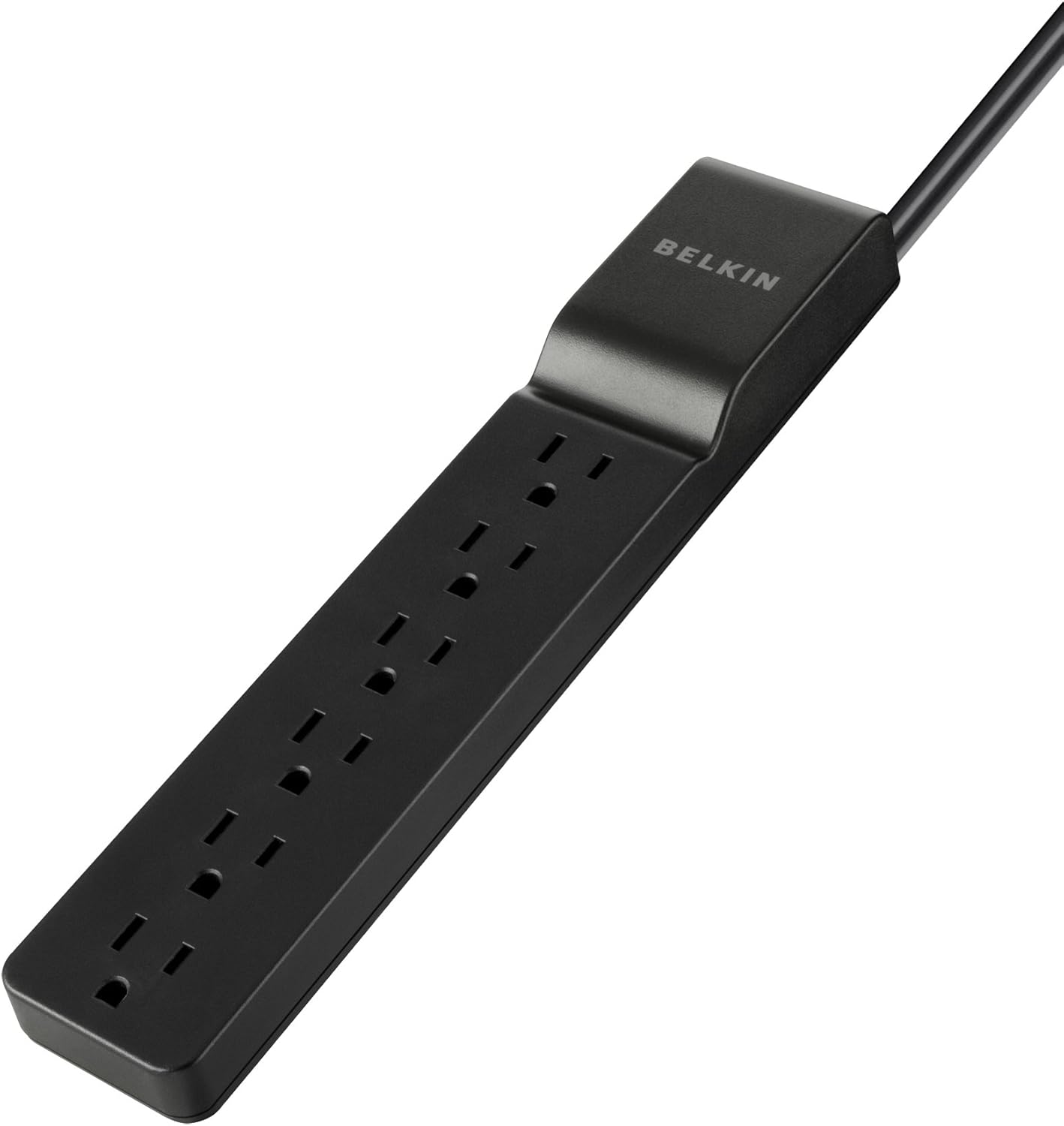 Belkin Power Strip Surge Protector with 6 AC Multiple Outlets - Flat Rotating Plug, 6 ft Long Heavy Duty Extension Cord for Home, Office, Travel, Computer Desktop & Charging Brick - Black (600 Joules) : Electronics