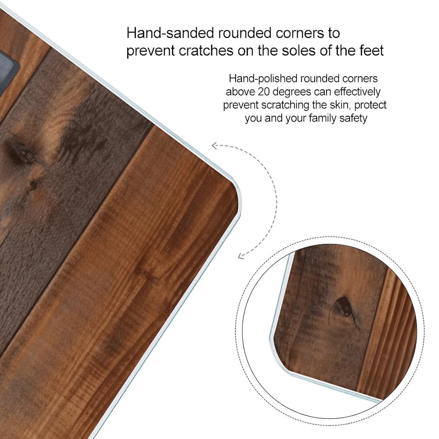 Brown Wooden Bathroom Scale Weight Scale for Body Weight,Highly Accurate Digital Weighing Machine Clear LED Display Digital Bathroom Body Scale 400lb/182kg