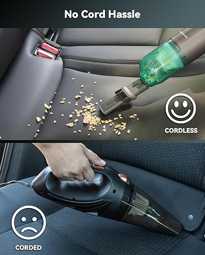 Miniatura 7 de Aspiradora de mano inalámbrica, aspiradora de coche de alta potencia de 13000 Pa con motor sin escobillas y accesorios de soplador, para uso