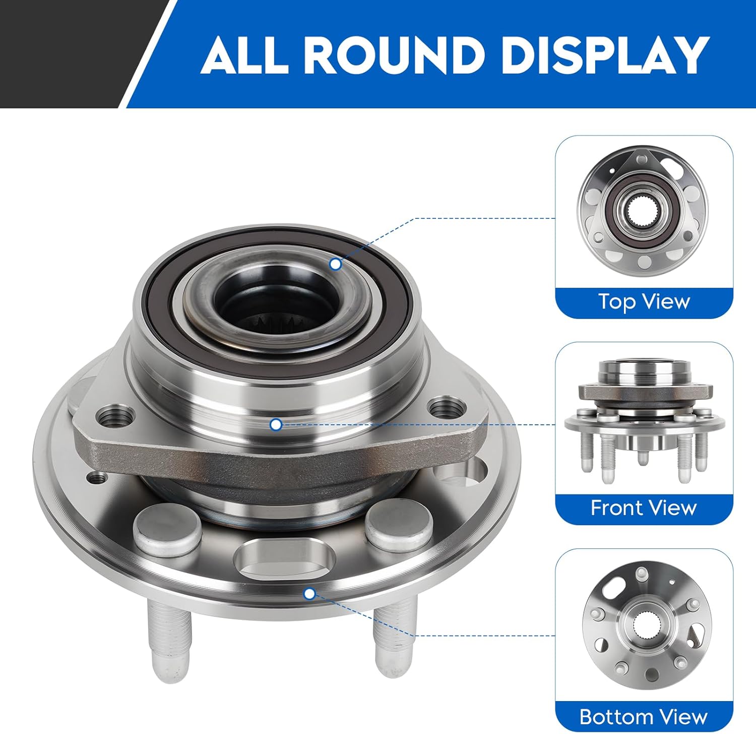 513288 Front Wheel Bearing & Hub Assembly for Buick Allure/Lacrosse/Regal, for Chevrolet Chevy Equinox/Impala/Malibu, for GMC Terrain, for Cadillac CTS(AWD)/XTS, for Saab 9-5, Hubs 5 Lugs w/ABS, 2PCS