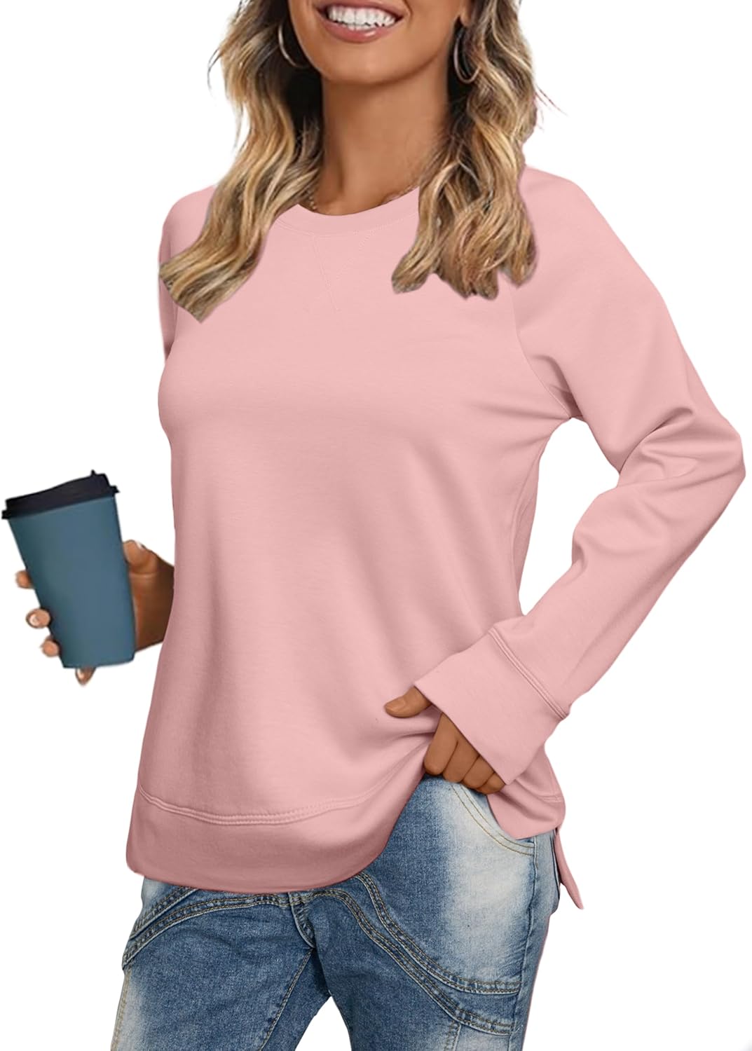 Glamaker Womens Long Sleeve Sweatshirt Casual Crewneck Sweatshirts Loose Fit Pullover Tops