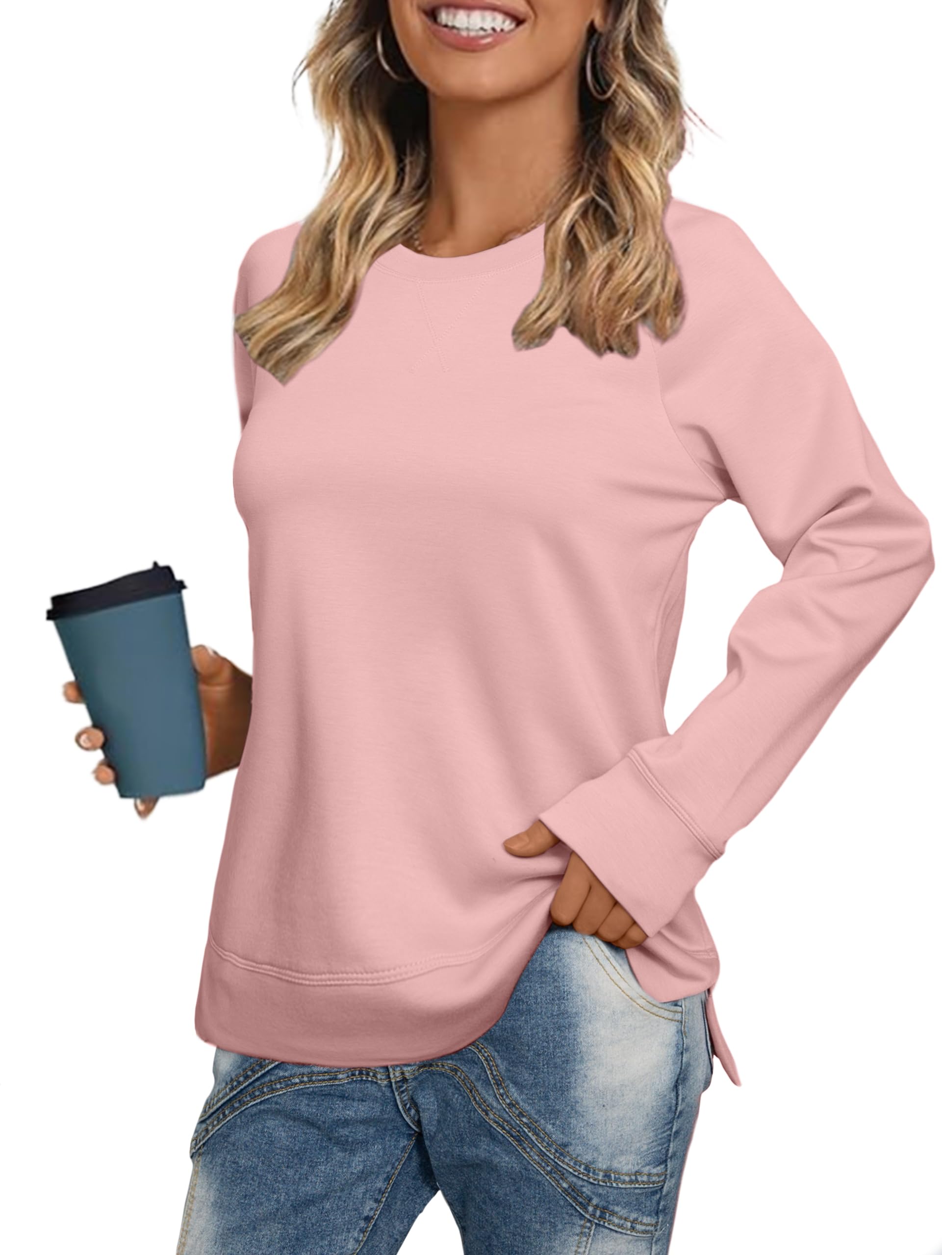 Glamaker Womens Long Sleeve Sweatshirt Casual Crewneck Sweatshirts Loose Fit Pullover Tops