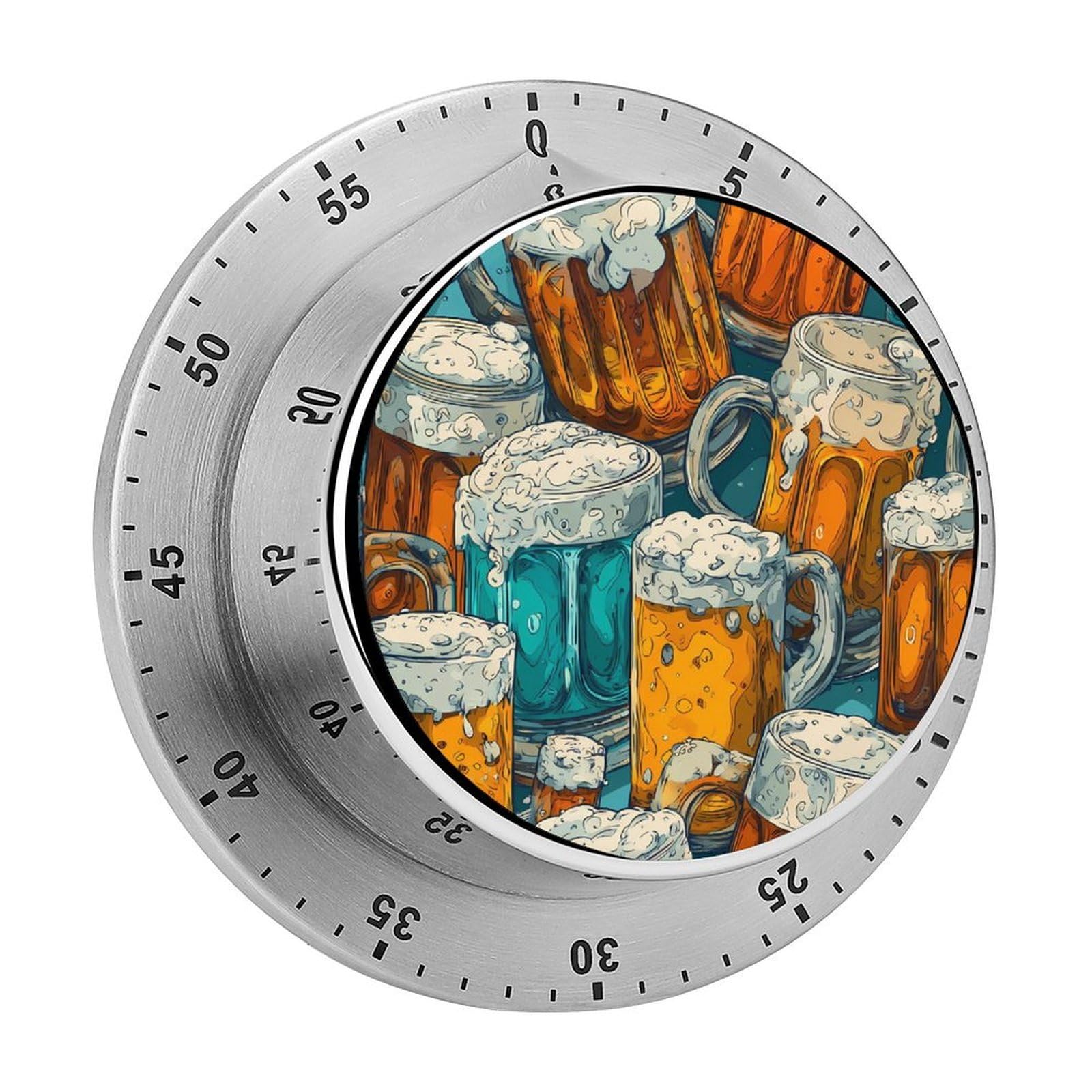 Beer Mugs Bubble Glasses Mechanical Timer with Alarm for Kitchen Cooking Productivity Stainless Steel Timers