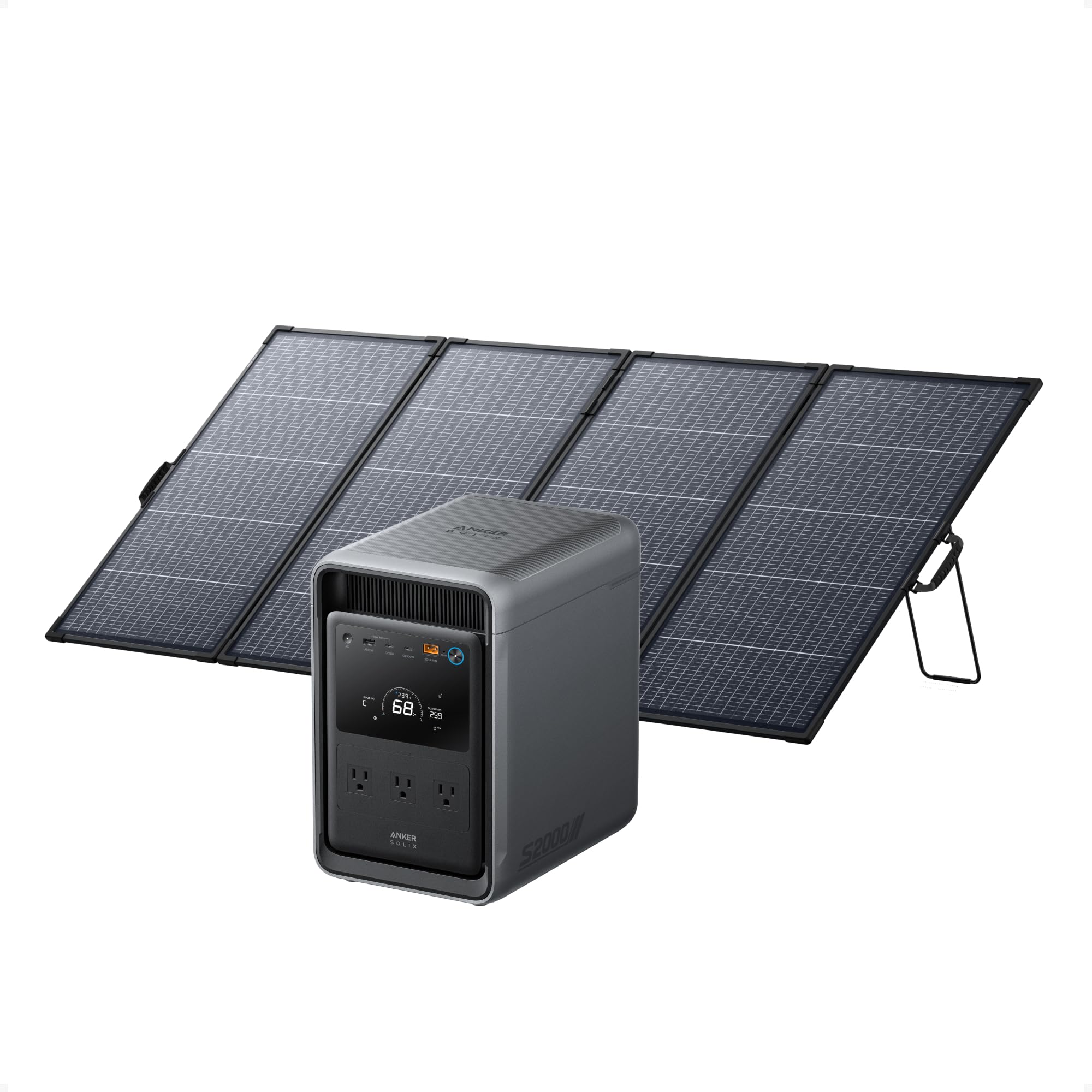 Anker SOLIX S2000 Portable Power Station with 400W Bifacial Panel, 2010Wh | 2,010Wh LFP Battery, Up to 35H Fridge Backup, 1,500W Solar Generator for Home, Outdoor, and Emergencies