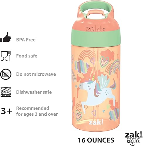 Miniatura 7 de Zak Designs Riverside - Botella de agua para niños de 16 onzas con tapa de boquilla y lazo de transporte integrado, hecha de plástico duradero,