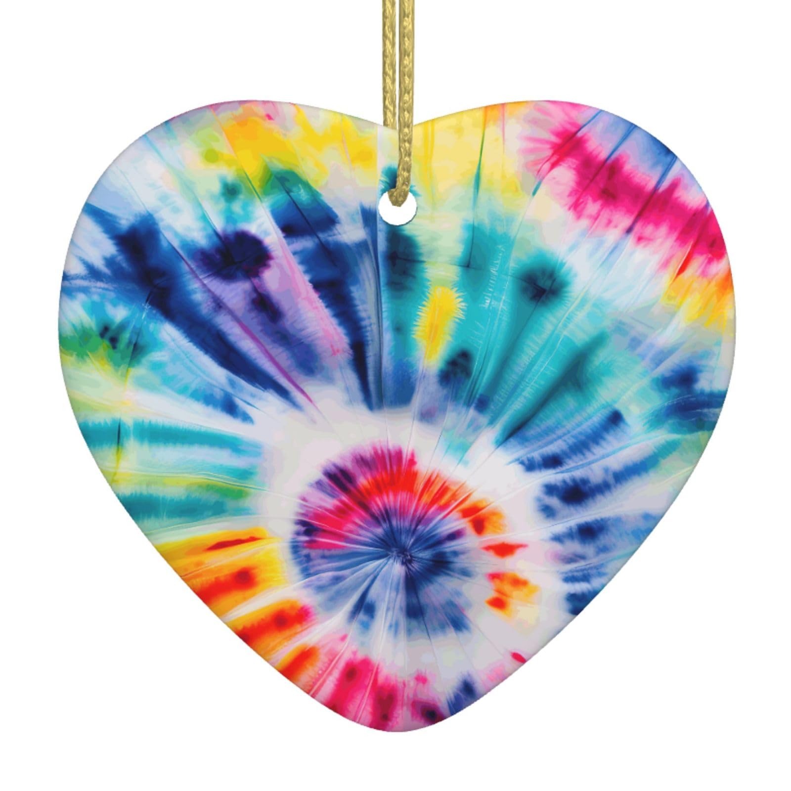 Nbtghga White Beautiful World Rainbow Tribe Print Christmas Ornaments, Ceramic Hanging Ornament, Xmas Tree Decoration, Holiday Home Decor
