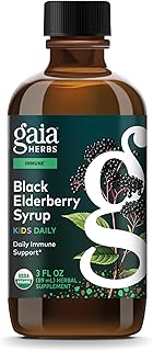 Gaia Herbs GaiaKids Black Elderberry Syrup - Delicious Immune Support Supplement for Kids* - with Organic Black Elderberries & Honey - USDA Certified Organic Syrup - 3 Fl Oz (About 18 to 36 Servings)