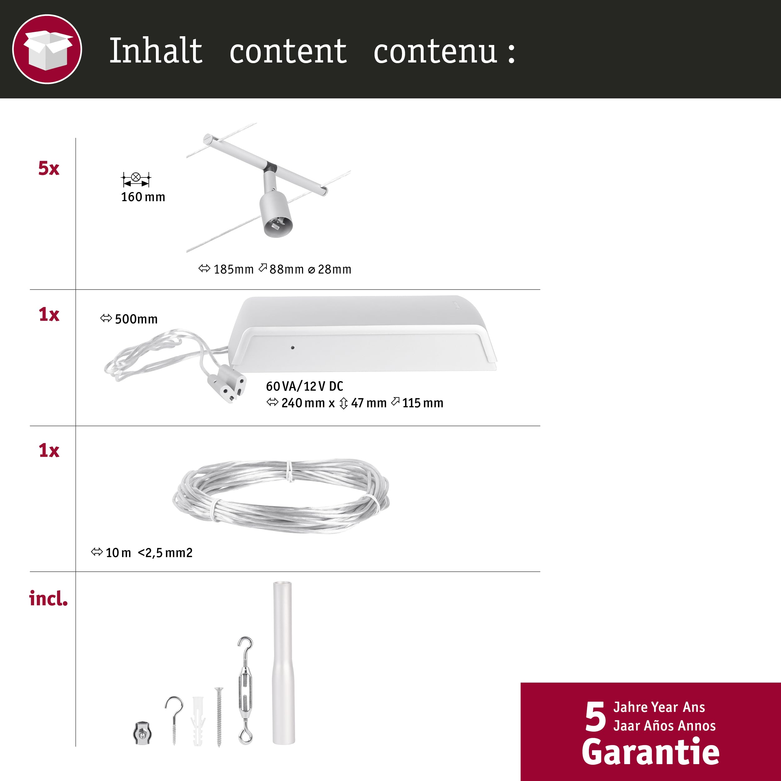 Paulmann Wire Set Salt max5x10W GU5,3 Chrom matt/C