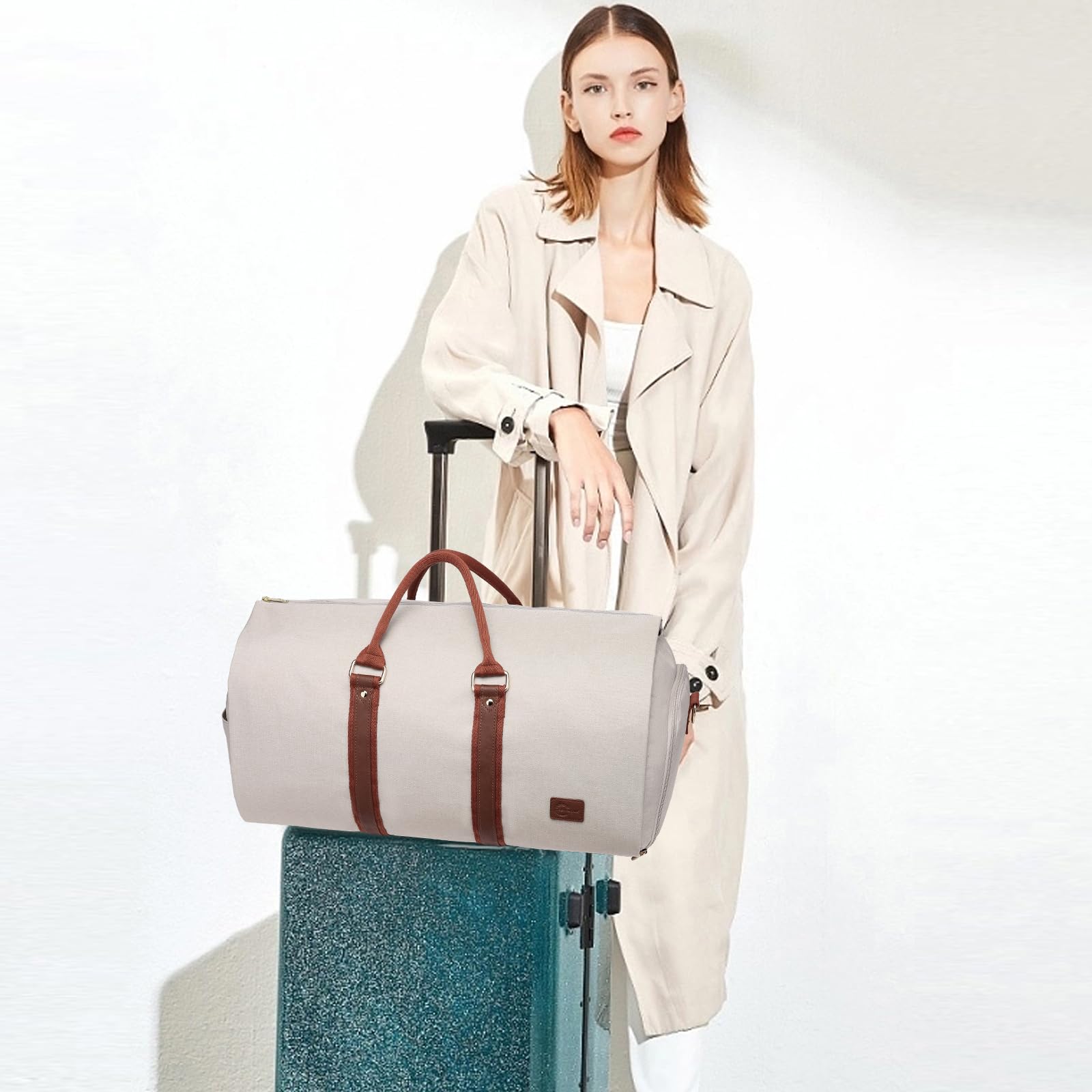 Bolsa de Viaje Convertible, Bolsa de Lona para Hombres y Mujeres, Maleta Colgante 2 en 1, Bolsa de Viaje de Negocios
