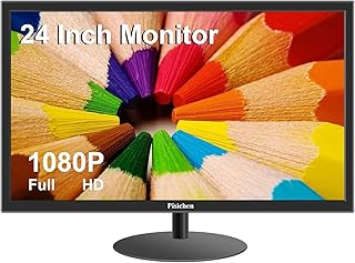 Pisichen 24 Inch Computer Monitor Full HD 1920x1080P Monitor, HDMI VGA Port, 75Hz, LED Business Monitor for PC Desktop Laptop Xbox, 3000:1 Contrast Ratio, VESA Compatible, Eye Care, Black
