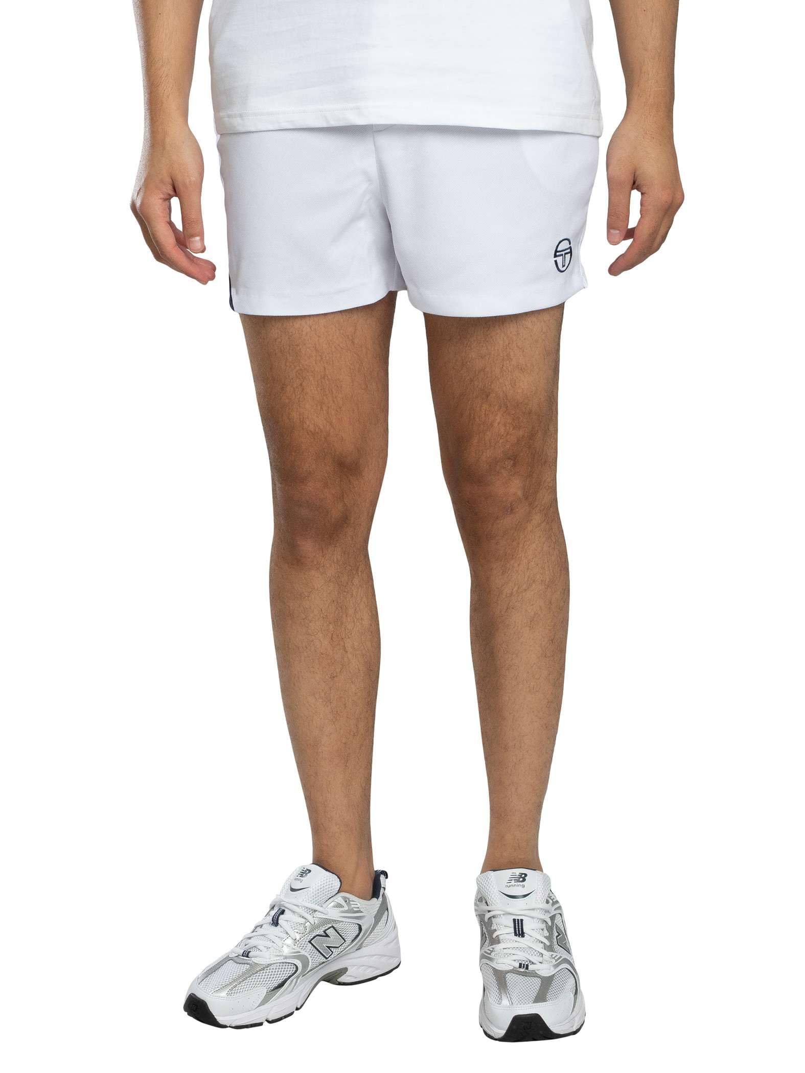 Sergio Tacchini Men's White/Maritime Blue Time Tennis Shorts, 4XL