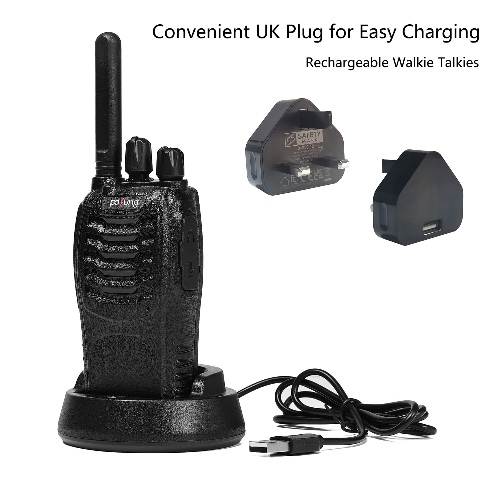 Walkie Talkie PMR446 Radio bidirezionale senza licenza, pofung PT88E 16 canali professionali ricaricabili a lungo raggio Walkie talkie con base di ricarica e auricolari (confezione da 10)