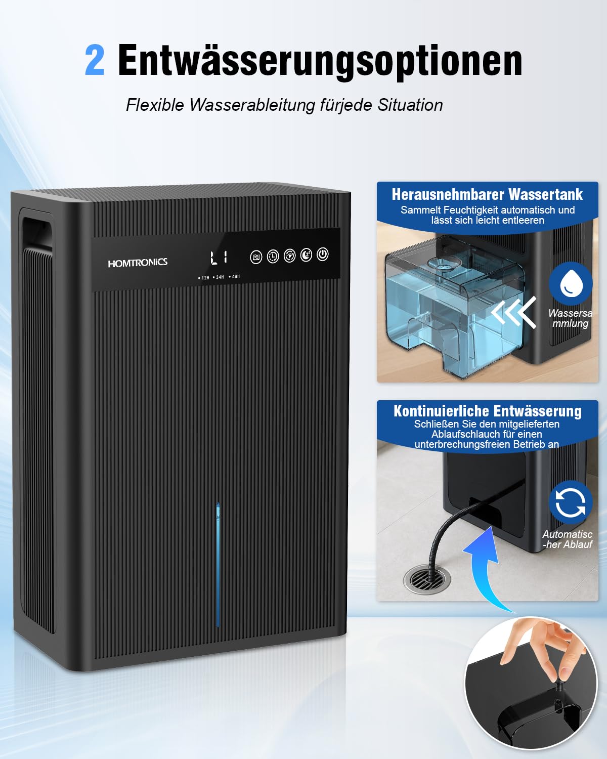 Luftentfeuchter Elektrisch 3000ML, 12-84 Stunden Timer