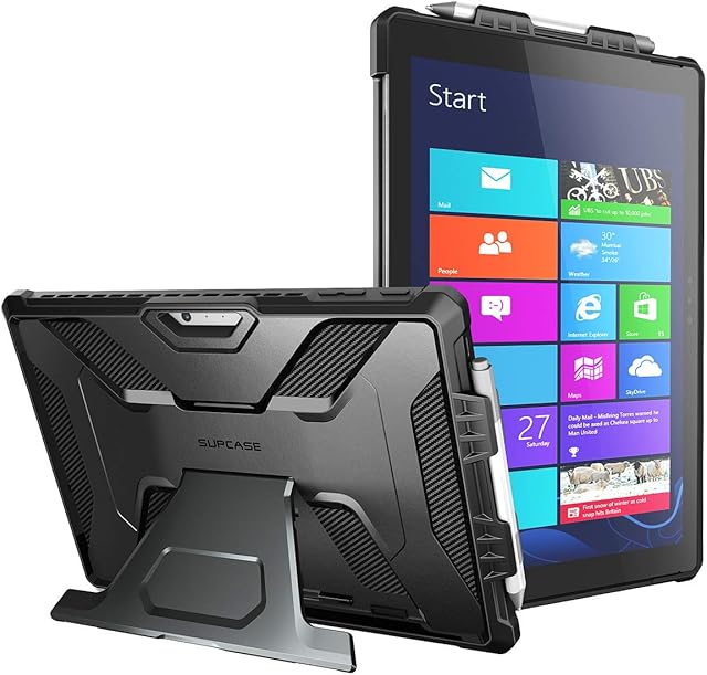 SUPCASE UB PRO Series Case for Microsoft Surface Pro 7 Plus (2021)/Pro 7/Pro 6/Pro 5/Pro 4/Pro LTE Full-Body Kickstand Protective Case (Black) - 12.3 inches