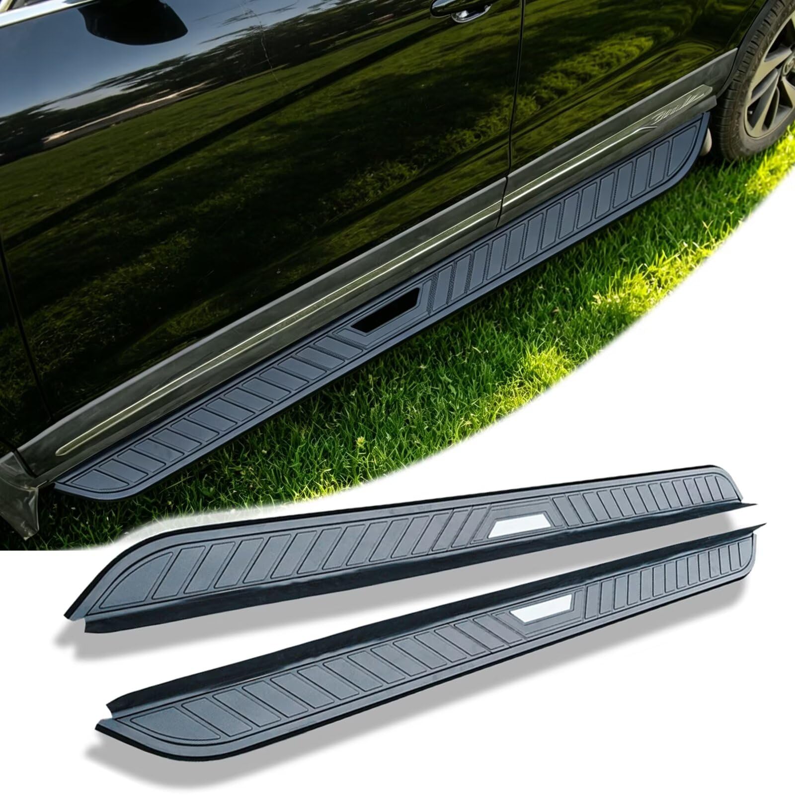 Deski do biegania do Chery TIGGO 4 PRO 2020-2026, 2 szt., aluminiowe stałe stopnie boczne (z uchwytem), zestaw bez wiercenia, zestaw śrub | DIY Project SUV, akcesoria do szyn, czarne (1 zestaw) (MF)