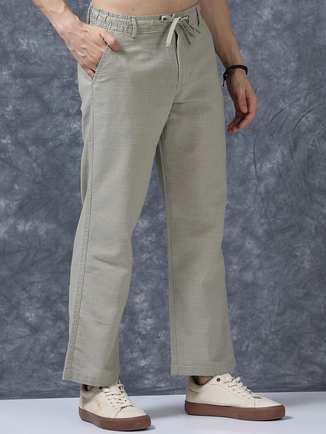 Shasmi Pantaloni da uomo in lino di cotone bianco, vestibilità comoda, casual, estivi, con coulisse, leggeri, comodi, per la spiaggia e tutti i giorni (pantaloni 289)
