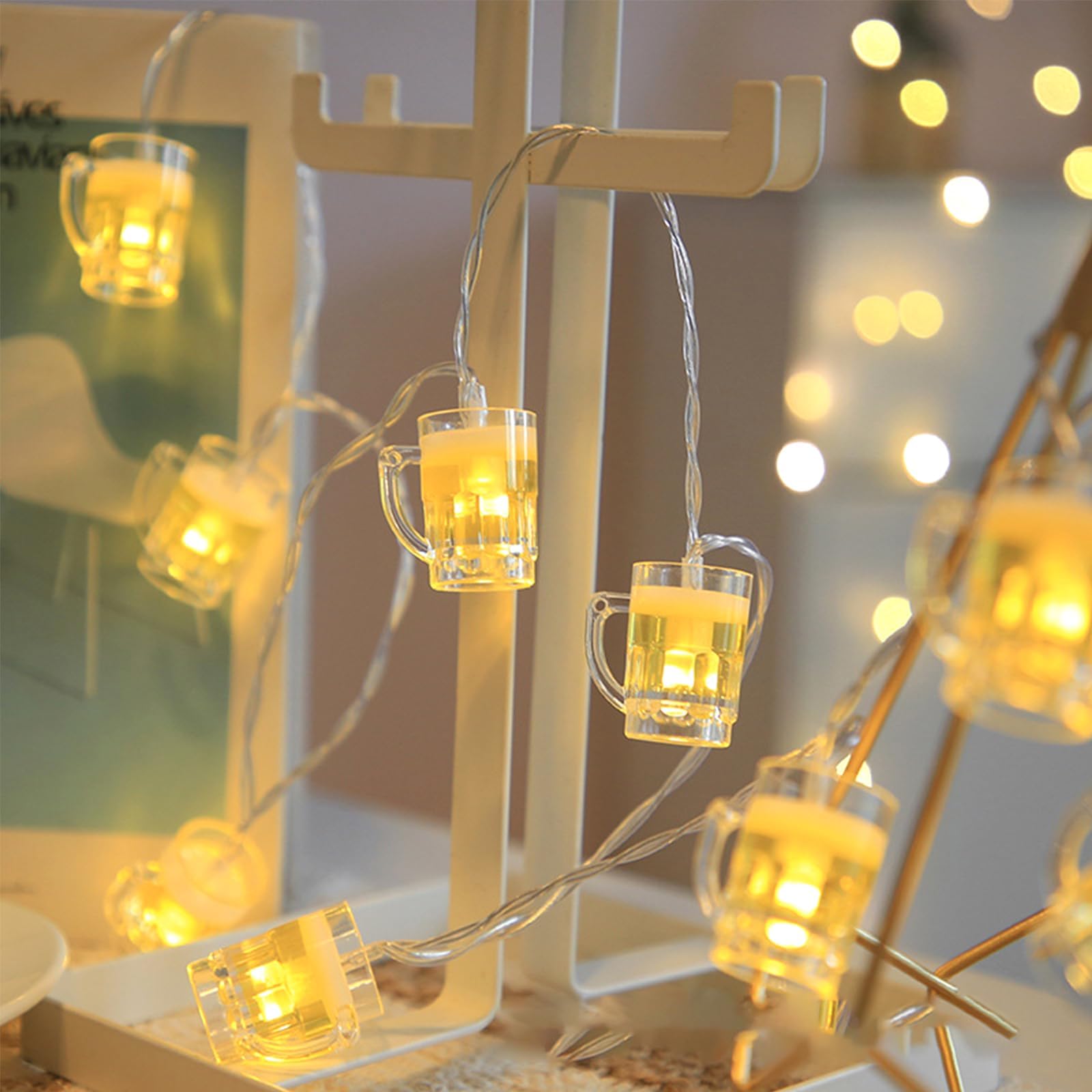 ENLACE 1.5M 10 LED Beer Glass String Lights Warm White Battery Operated