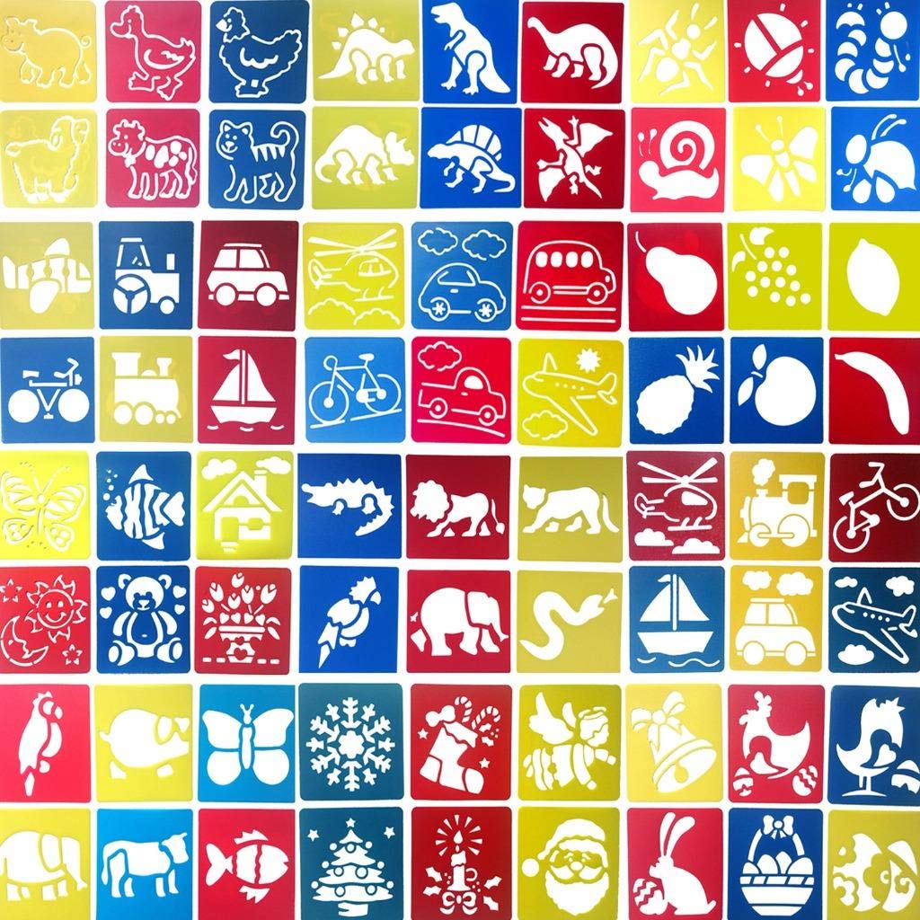 Buy 72 Pcs Drawing Stencils Reusable Plastic Painting Stencil Templates