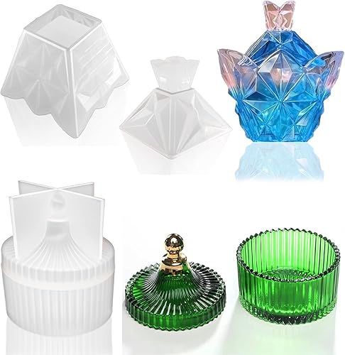 2 moldes de resina de silicona moldes de silicona para resina epoxi moldes epoxi reutilizables con tapa para hacer cajas y tarros para almacenar