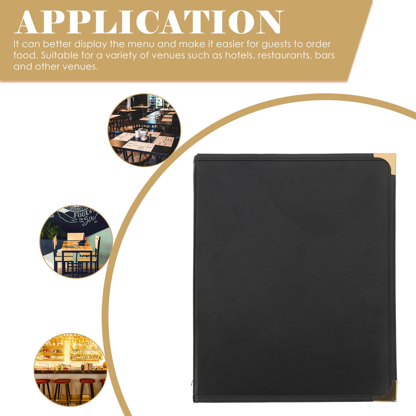 Carpeta Protector Transparente en Pvc Negro para Menú de Restaurante 4 Páginas y 8 Vistas para Lista de Precios en Papel, Adecuado para y Locales