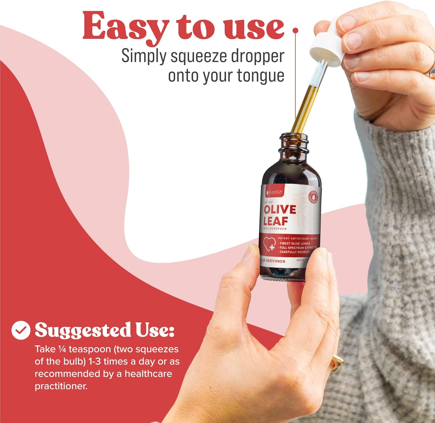 Rejuvica Active Olive Leaf Extract | Naturally Occurring Oleuropein Liquid Drops for Immune & Heart Support | Fast-Absorption, Vegan, Alcohol-Free | 2 fl oz - Image 5