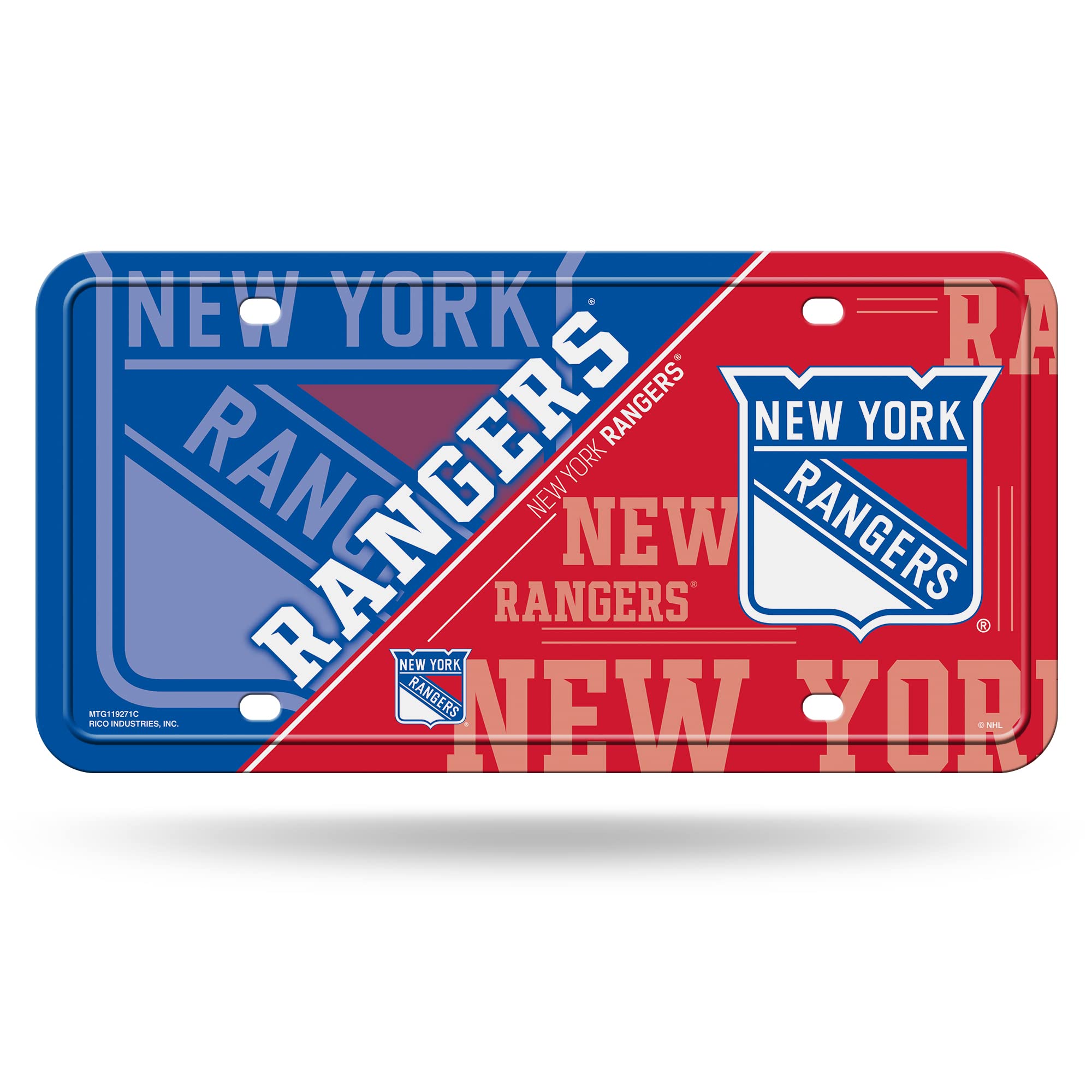 Rico Industries NHL Hockey New York Rangers Split Metal Tag, 12" x 6"
