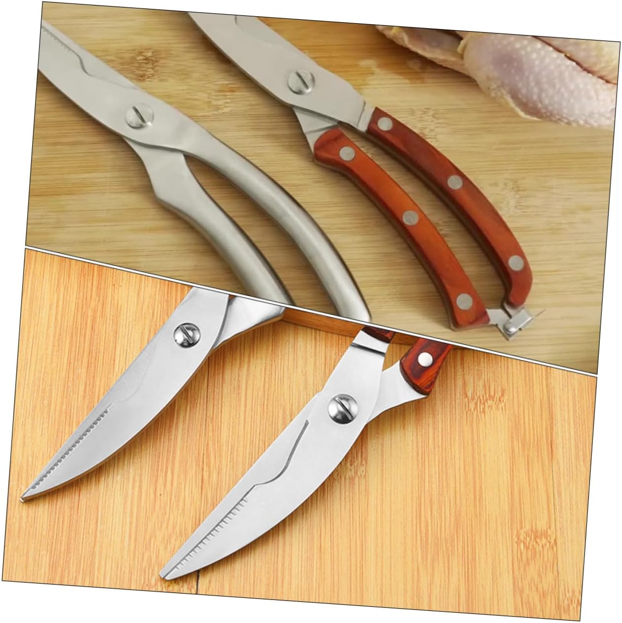 Stainless Steel Chicken Bone Scissor Heavy Duty Kitchen Shears for Meat Fish Practical Kitchen Scissors Non-Slip Grip for Home Cooking