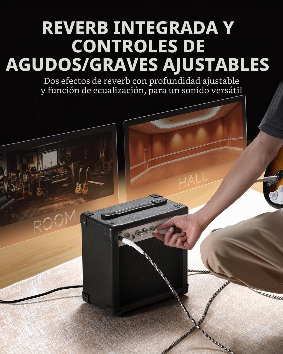 Donner Amplificador de Guitarra Eléctrica 20W, DEA-20 con Efectos de Reverberación, Amplificador de Práctica con Interruptor Clean & Overdrive Conveniente y Portátil